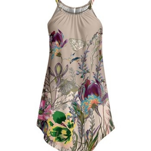 LILY Beige & Yellow Floral Yoke Tunic - Picture 1 of 2